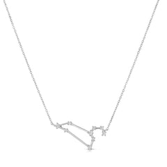 Leo Diamond Constellation Zodiac Necklace, 14K White Gold- URBAETIS Fine Jewelry