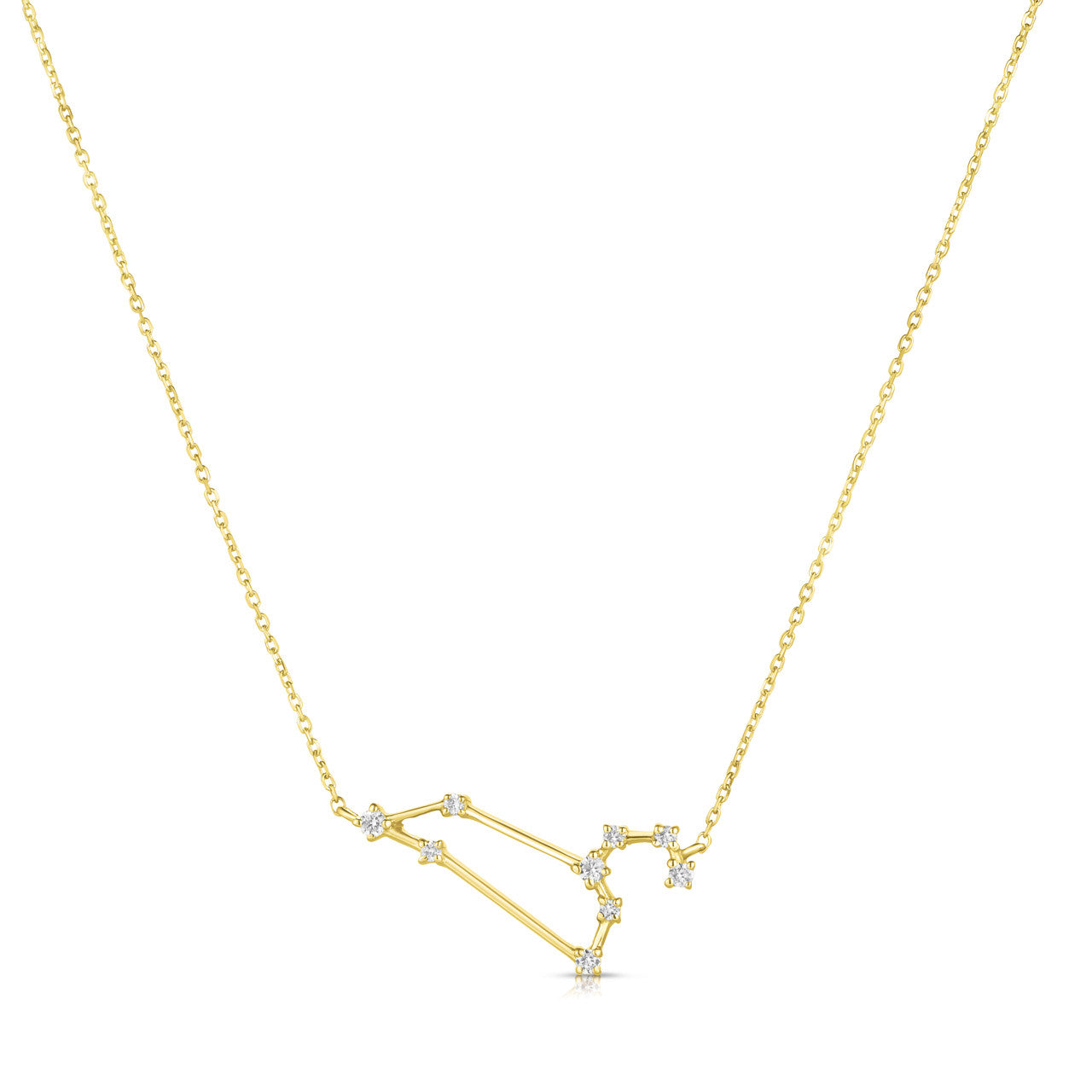 Leo Diamond Constellation Zodiac Necklace, 14K Yellow Gold- URBAETIS Fine Jewelry