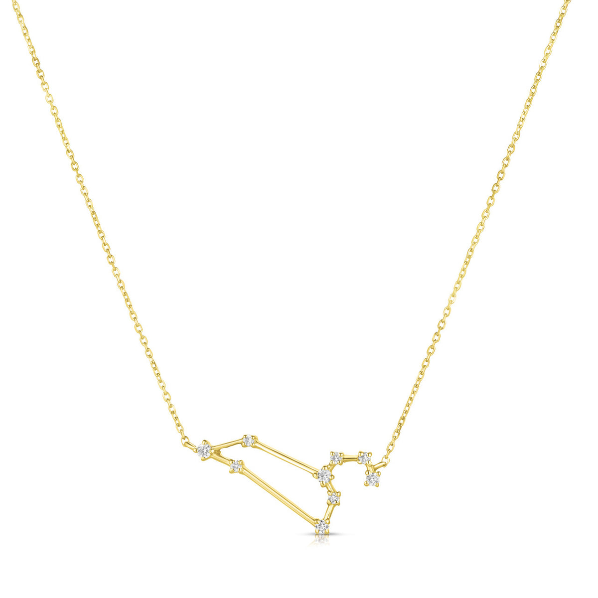 Leo Diamond Constellation Zodiac Necklace, 14K Yellow Gold- URBAETIS Fine Jewelry