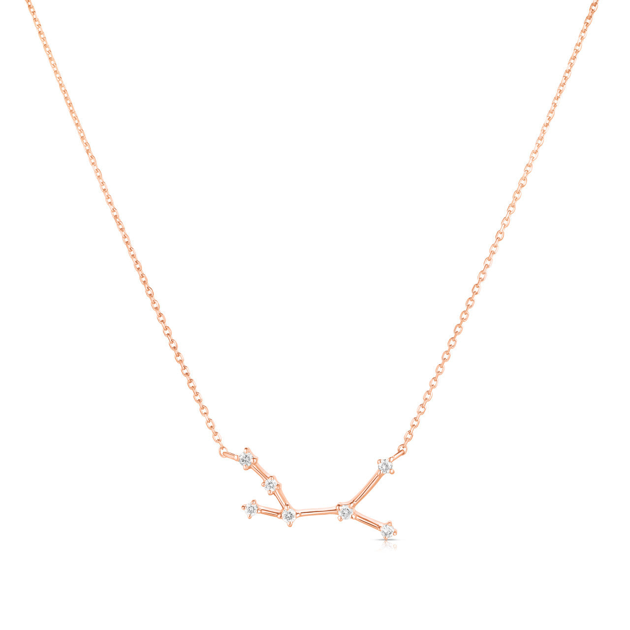Virgo Diamond Constellation Zodiac Necklace, 14K Rose Gold- URBAETIS Fine Jewelry