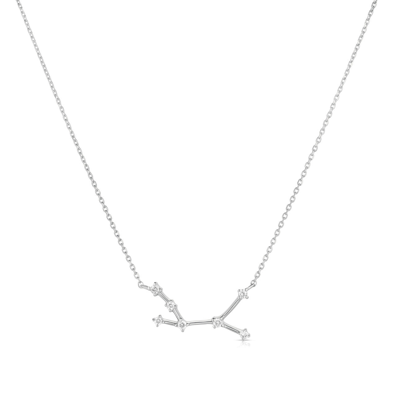 Virgo Diamond Constellation Zodiac Necklace, 14K White Gold- URBAETIS Fine Jewelry