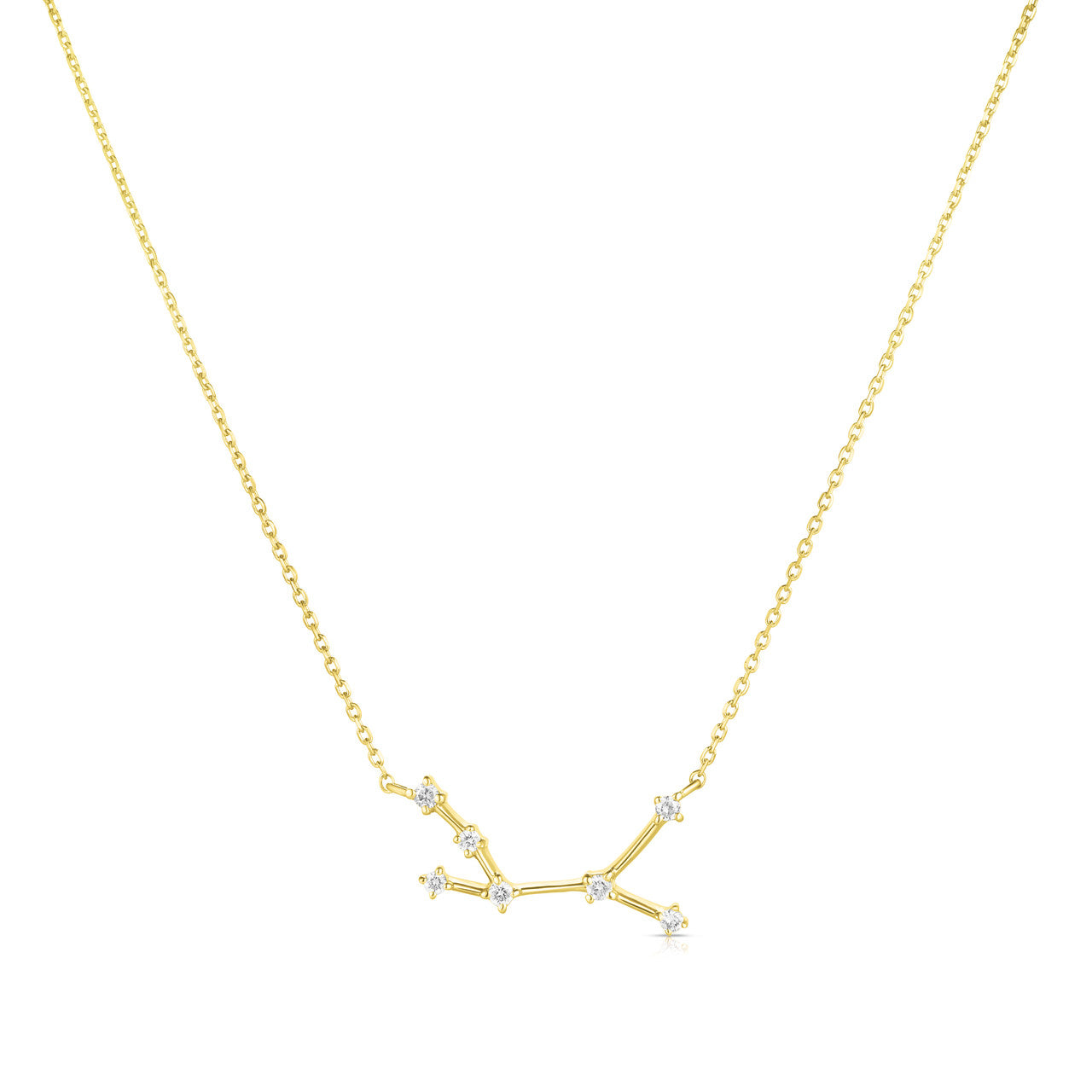 Virgo Diamond Constellation Zodiac Necklace, 14K Yellow Gold- URBAETIS Fine Jewelry