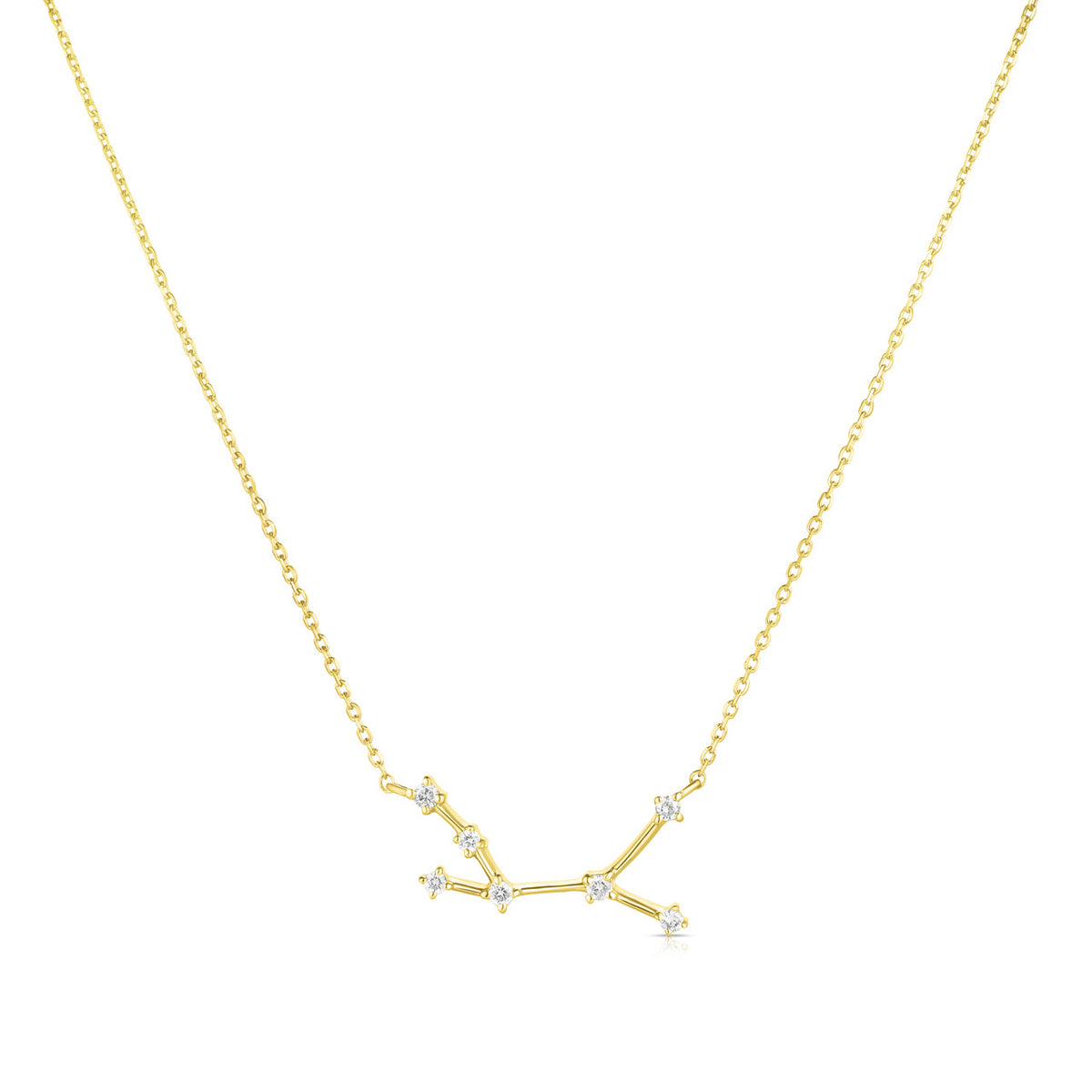 Virgo Diamond Constellation Zodiac Necklace, 14K Yellow Gold- URBAETIS Fine Jewelry