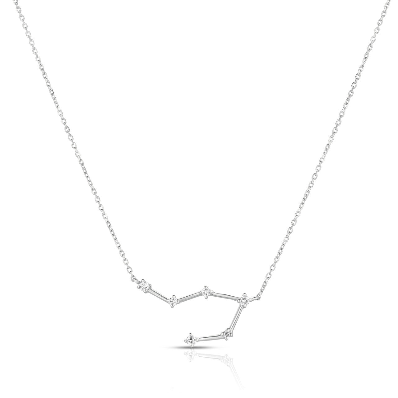 Libra Diamond Constellation Zodiac Necklace, 14k White Gold- URBAETIS Fine Jewelry