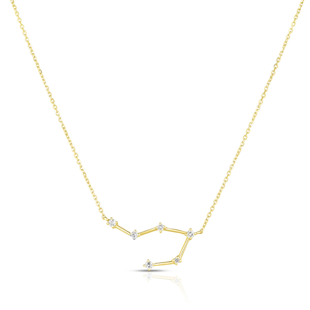 Libra Diamond Constellation Zodiac Necklace, 14K Yellow Gold- URBAETIS Fine Jewelry