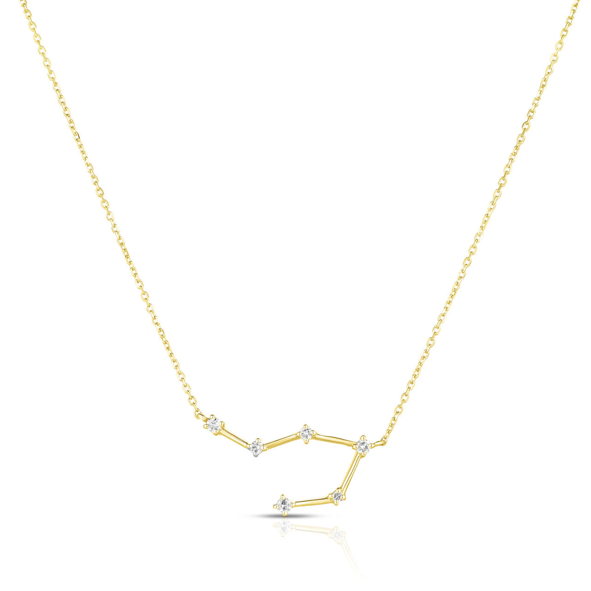Libra Diamond Constellation Zodiac Necklace, 14K Yellow Gold- URBAETIS Fine Jewelry
