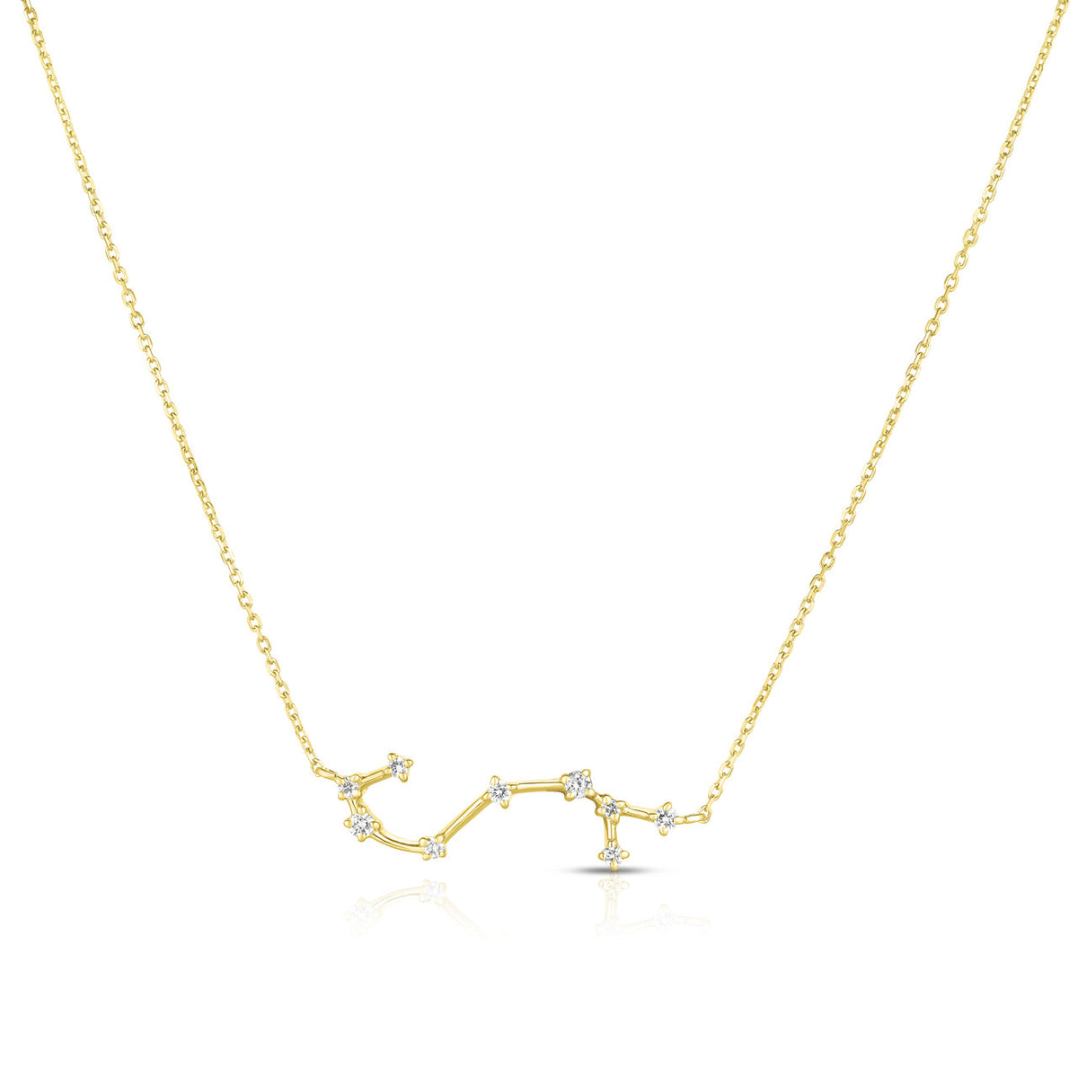 Scorpio Diamond Constellation Zodiac Necklace, 14k Yellow Gold - URBAETIS Fine Jewelry