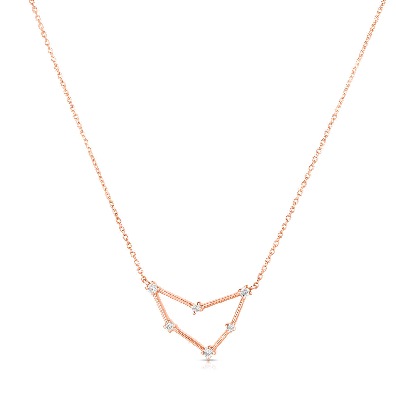 Capricorn Diamond Constellation Zodiac Necklace, 14k Rose Gold- URBAETIS Fine Jewelry