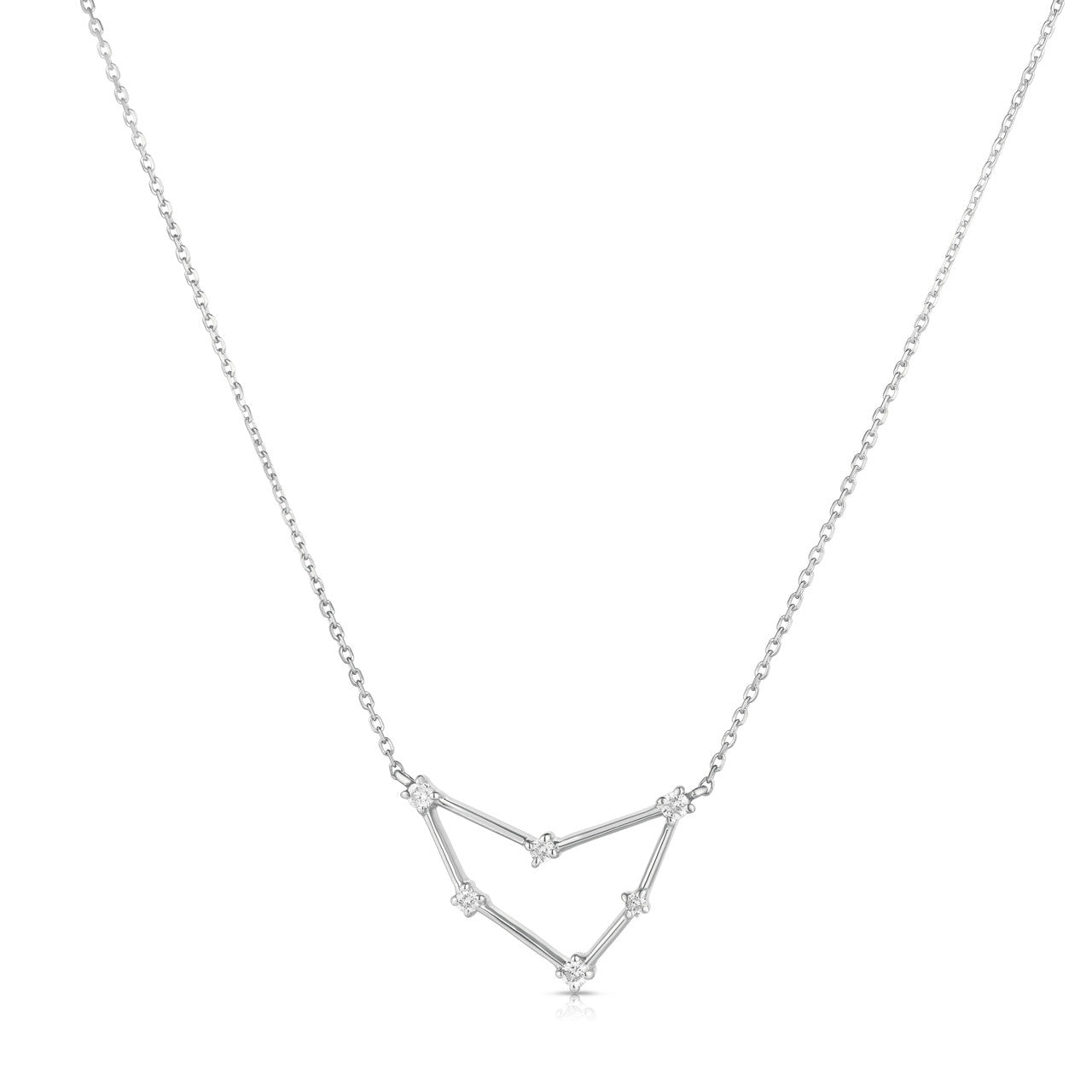 Capricorn Diamond Constellation Zodiac Necklace, 14k White Gold- URBAETIS Fine Jewelry