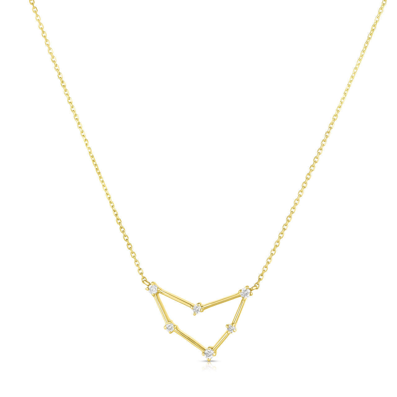 Capricorn Diamond Constellation Zodiac Necklace, 14K Yellow gold- URBAETIS Fine Jewelry