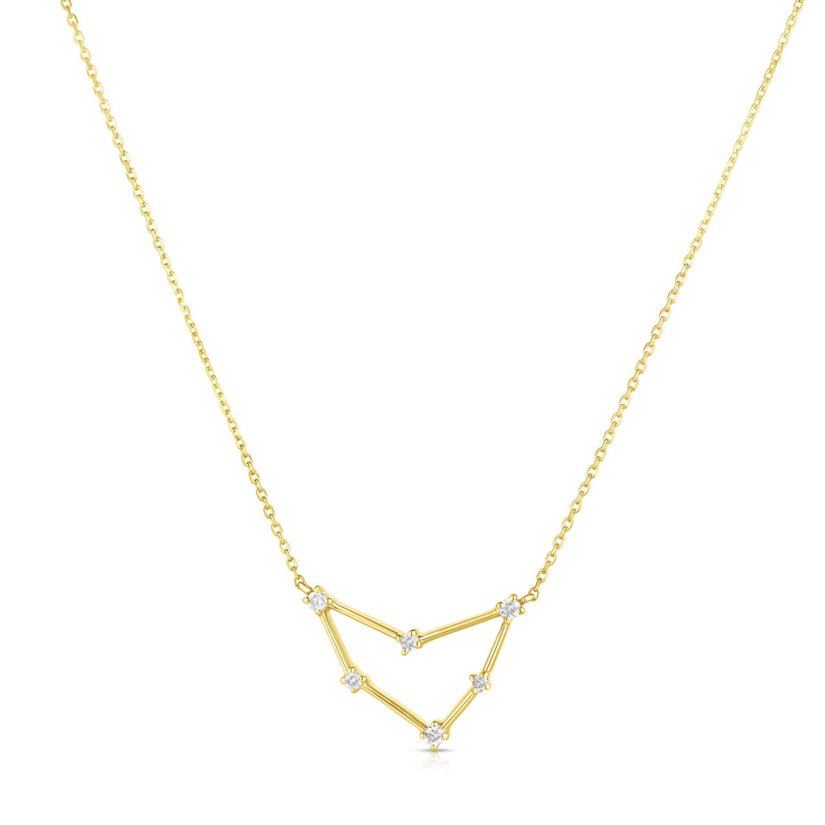 Capricorn Diamond Constellation Zodiac Necklace, 14K Yellow gold- URBAETIS Fine Jewelry