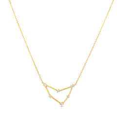 Capricorn Diamond Constellation Zodiac Necklace, 14K Yellow gold- URBAETIS Fine Jewelry