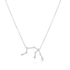 Aquarius Diamond Constellation Zodiac Necklace, 14K White Gold- URBAETIS Fine Jewelry