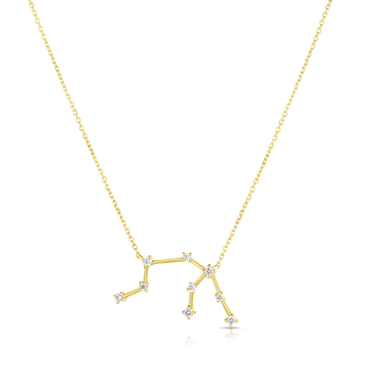 Aquarius Diamond Constellation Zodiac Necklace, 14K Yellow Gold- URBAETIS Fine Jewelry