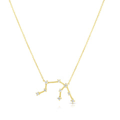 Aquarius Diamond Constellation Zodiac Necklace, 14K Yellow Gold- URBAETIS Fine Jewelry