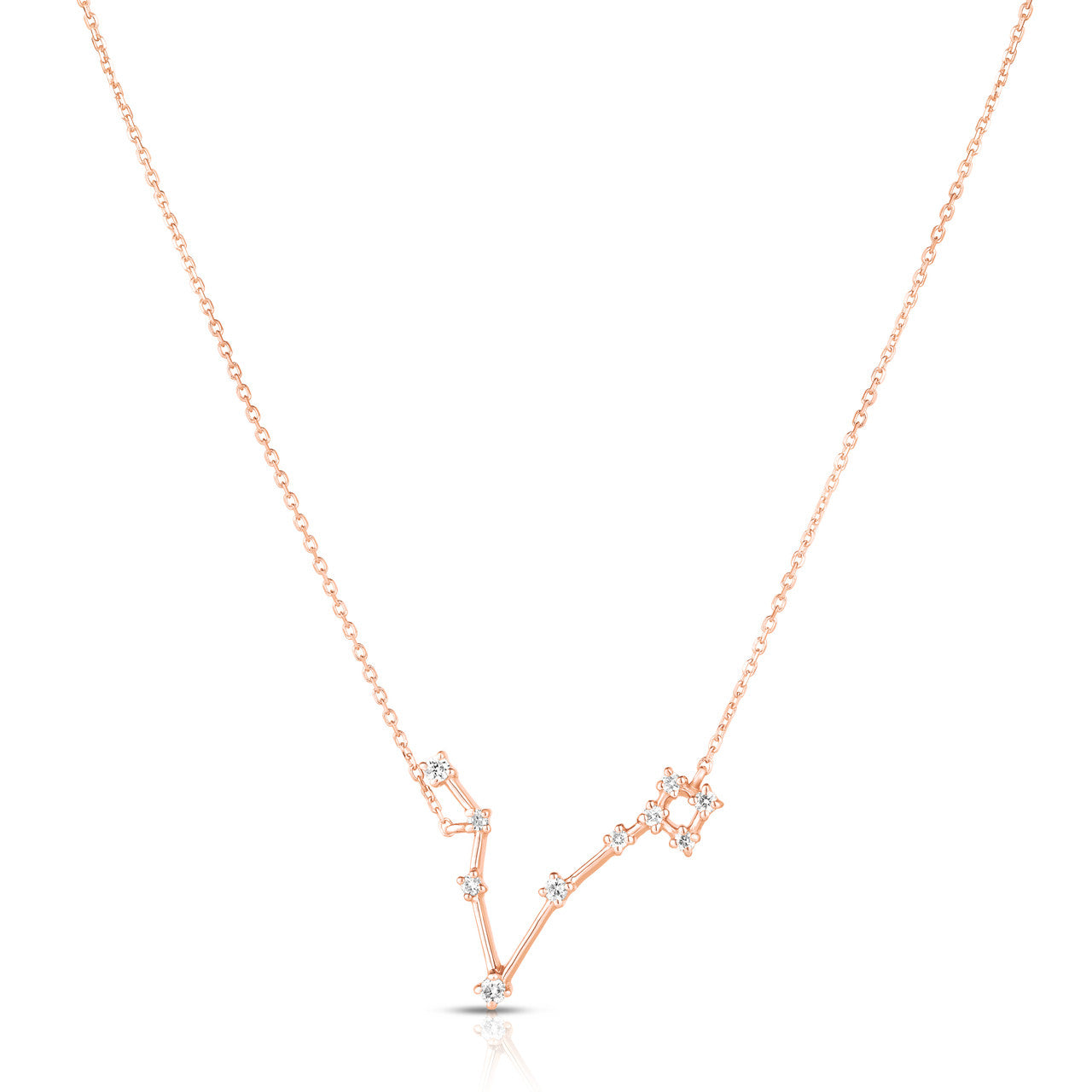 Pisces Diamond Constellation Zodiac Necklace, 14K Rose Gold- URBAETIS Fine Jewelry