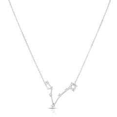 Pisces Diamond Constellation Zodiac Necklace, 14k White Gold- URBAETIS Fine Jewelry