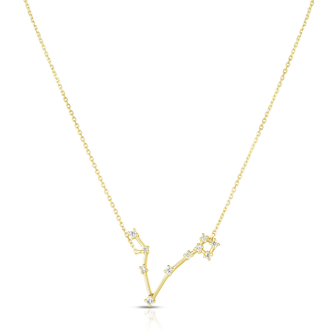 Pisces Diamond Constellation Zodiac Necklace, 14K Yellow Gold- URBAETIS Fine Jewelry
