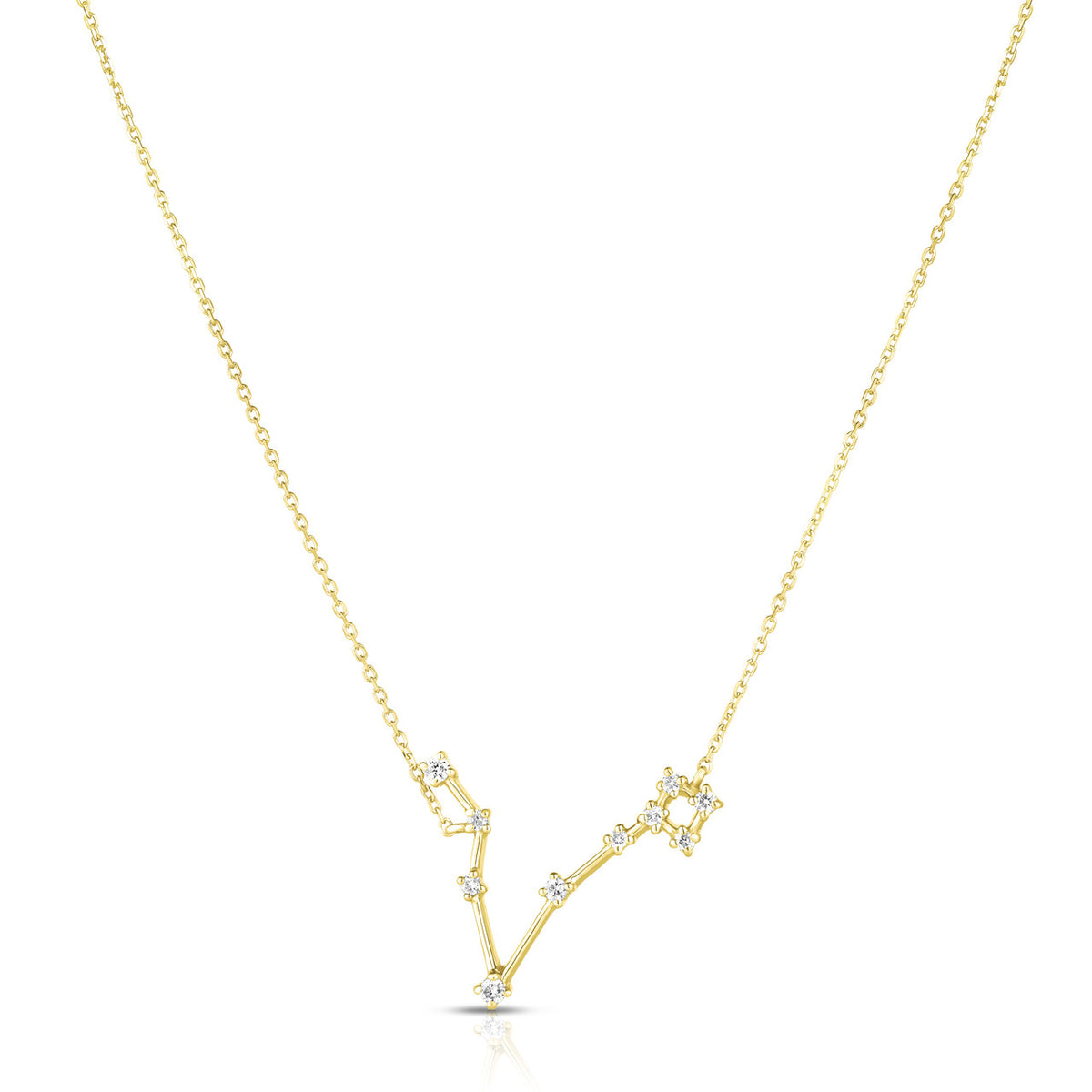 Pisces Diamond Constellation Zodiac Necklace, 14K Yellow Gold- URBAETIS Fine Jewelry