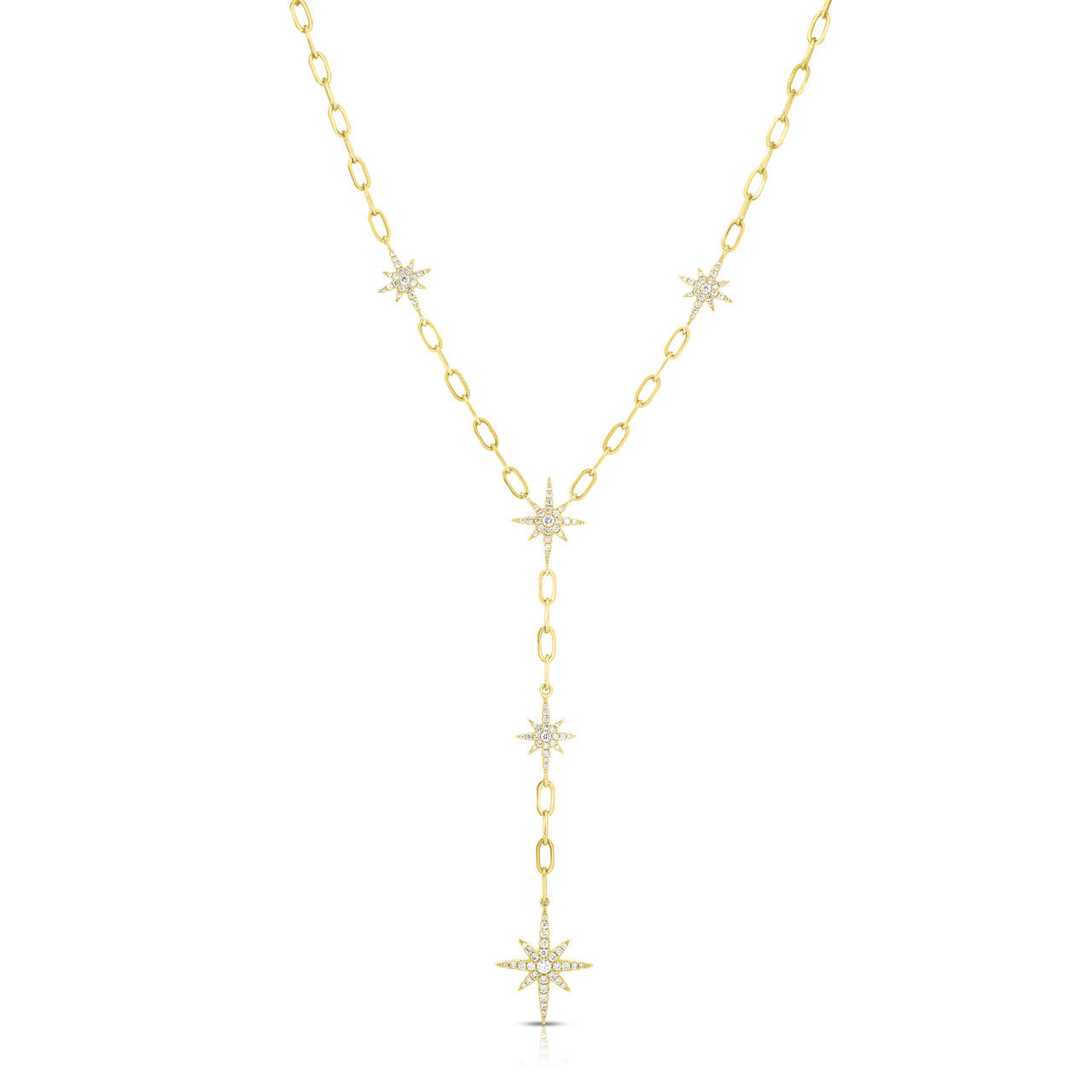 Diamond Starburst Lariat, 14K Yellow Gold- URBAETIS Fine jewelry
