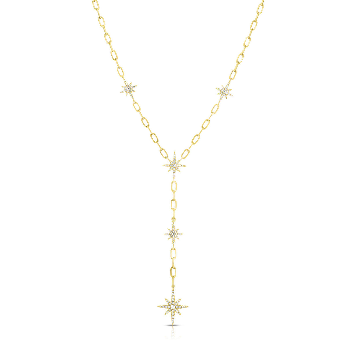 Diamond Starburst Lariat, 14K Yellow Gold- URBAETIS Fine jewelry