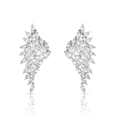Diamond Feather Earrings, 14K White Gold- URBAETIS Fine Jewelry