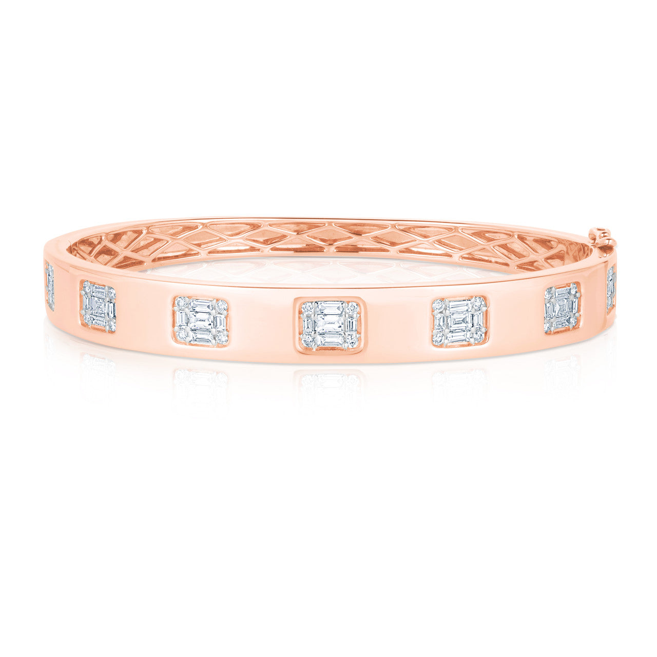 Inlay Emerald Illusion Diamond Bangle, 14k rose gold - URBAETIS Fine Jewelry