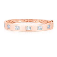 Inlay Emerald Illusion Diamond Bangle, 14k rose gold - URBAETIS Fine Jewelry