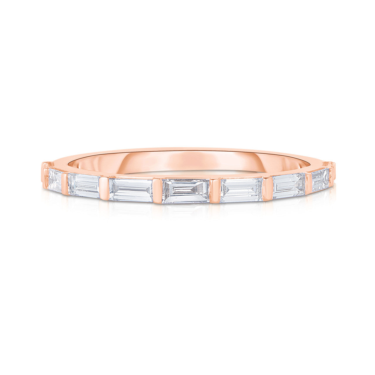 Baguette and Bar Ring, 14K Rose Gold - URBAETIS Fine Jewelry