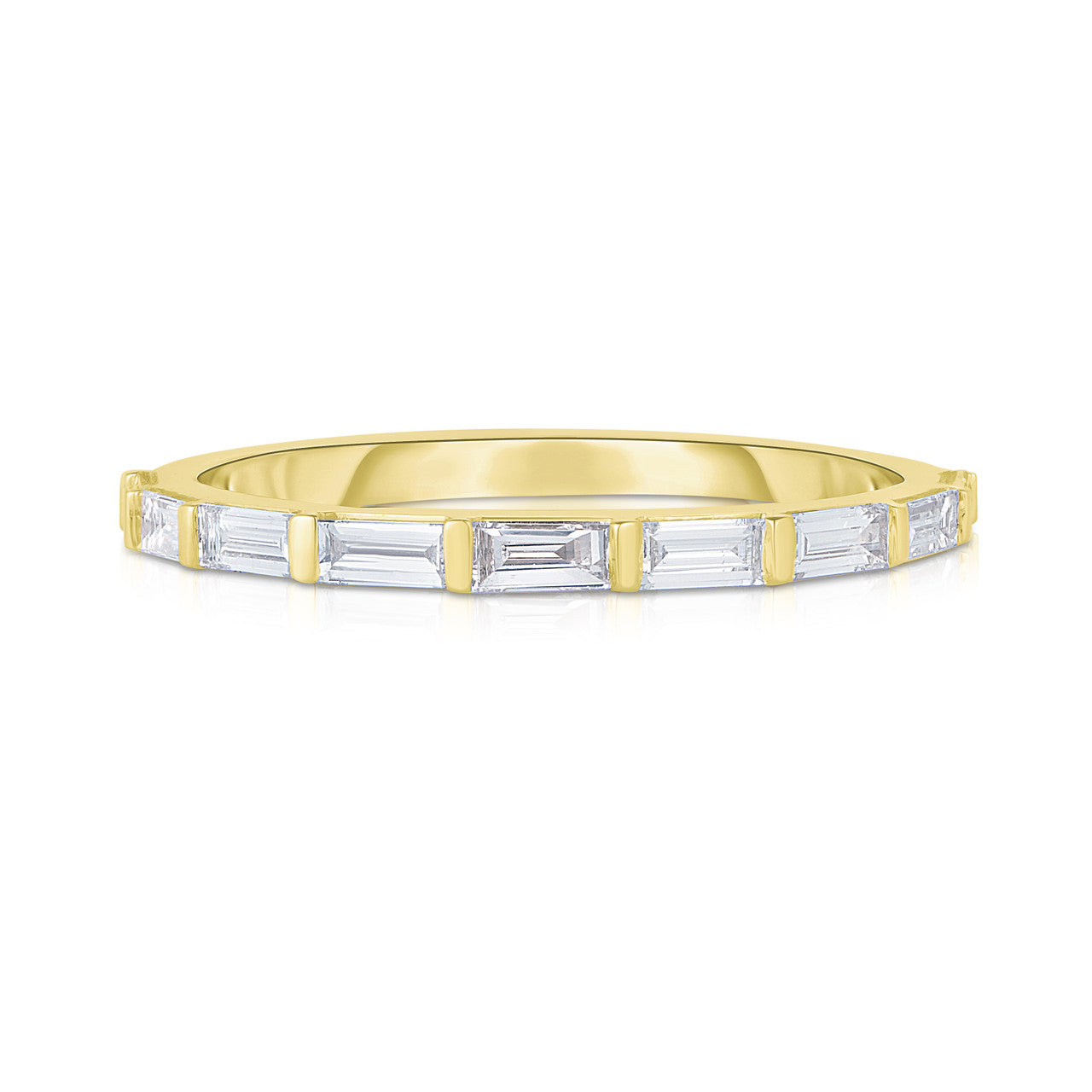Baguette and Bar Ring, 14K Yellow Gold- URBAETIS Fine Jewelry
