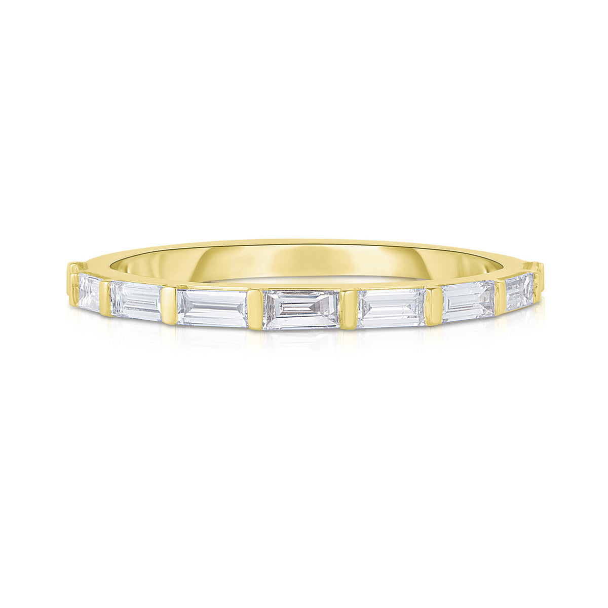 Baguette and Bar Ring, 14K Yellow Gold- URBAETIS Fine Jewelry