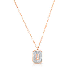 Baguette Diamond Shield Necklace, 14k Rose Gold- URBAETIS Fine Jewelry