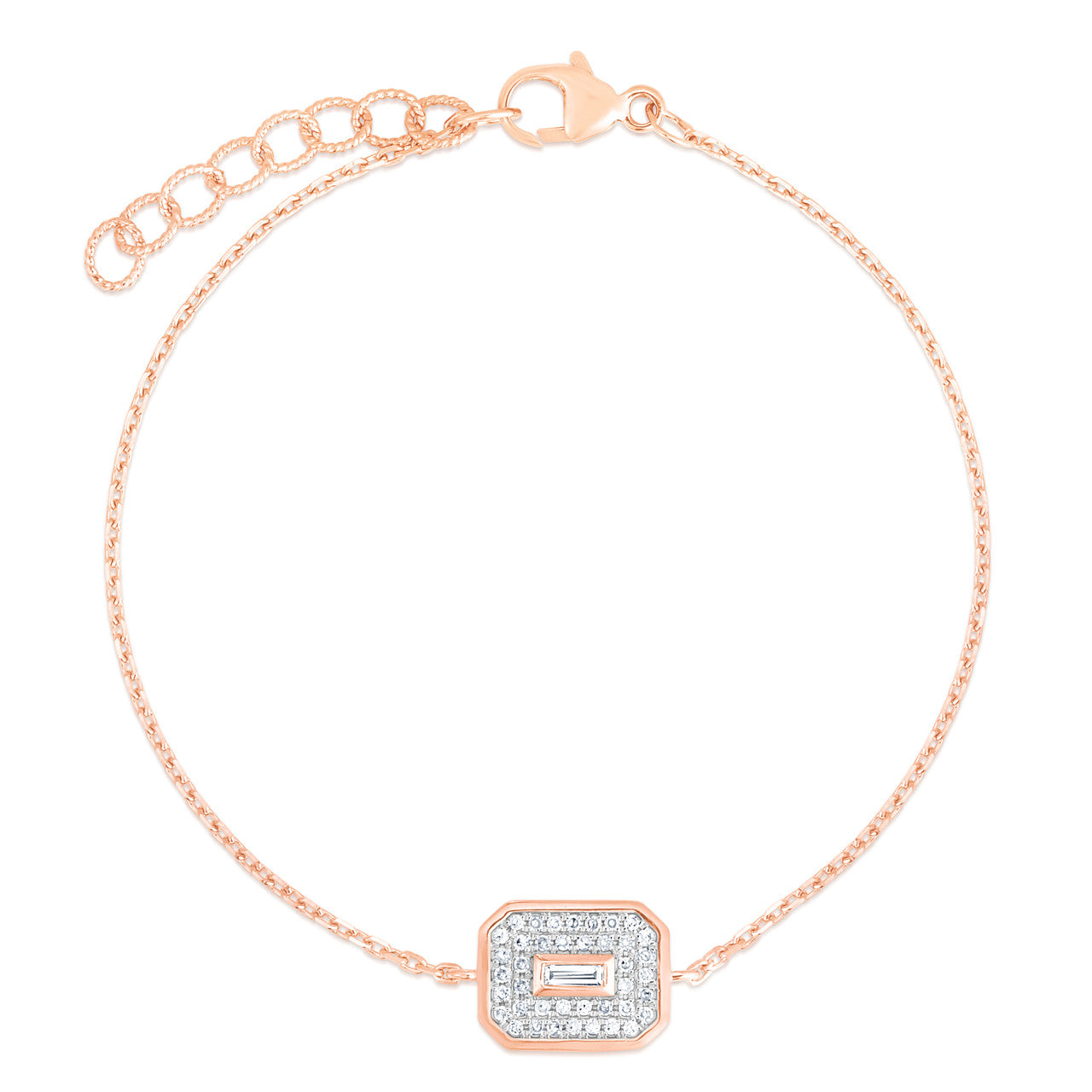 Baguette Diamond Shield Bracelet, 14K Rose Gold- URBAETIS Fine Jewelry