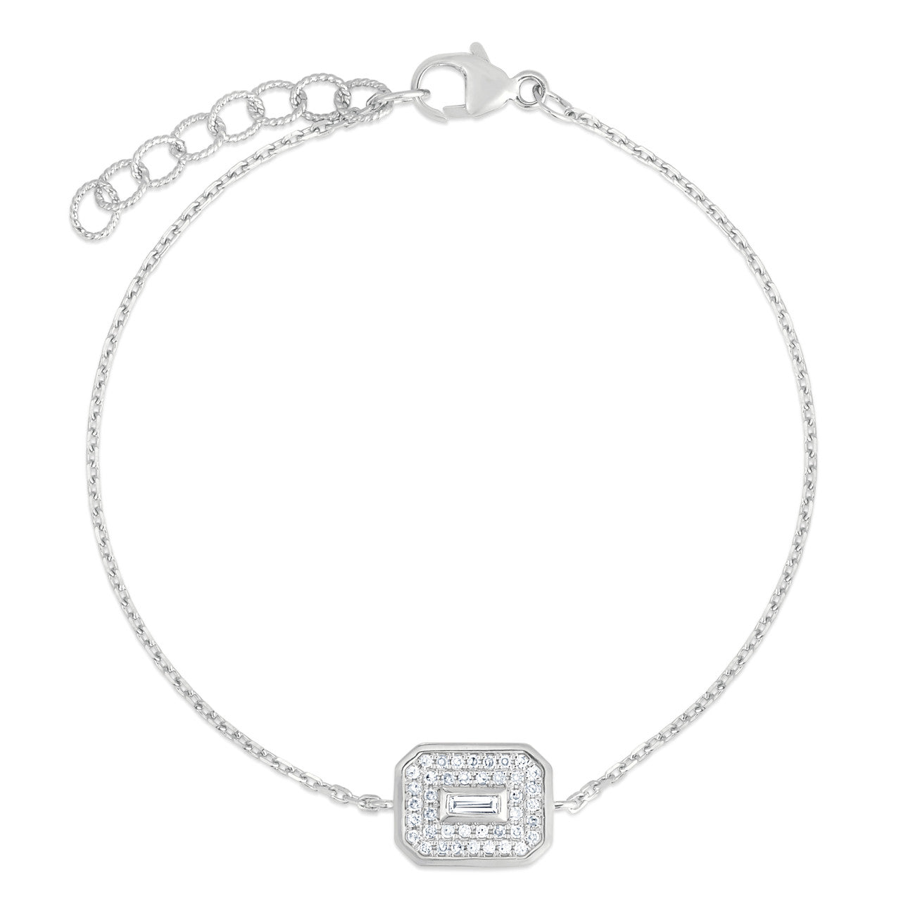 Baguette Diamond Shield Bracelet, 14K White Gold- URBAETIS Fine Jewelry