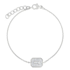 Baguette Diamond Shield Bracelet, 14K White Gold- URBAETIS Fine Jewelry