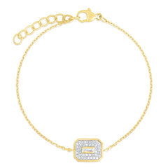 Baguette diamond Shield Bracelet, 14K Yellow gold- URBAETIS Fine Jewelry