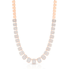 Baguette Diamond Shield Statement Necklace, 14K Rose Gold- URBAETIS Fine Jewelry