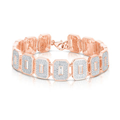 Pave' and Baguette Diamond Shield Statement Bracelet, 14K Rose Gold- URBAETIS Fine Jewelry