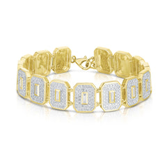 Pave' and Baguette Diamond Shield Statement Bracelet, 14K Yellow Gold- URBAETIS Fine Jewelry