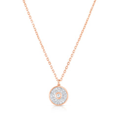 Pave' and Round Diamond Necklace, 14K Rose Gold- URBAETIS Fine Jewelry