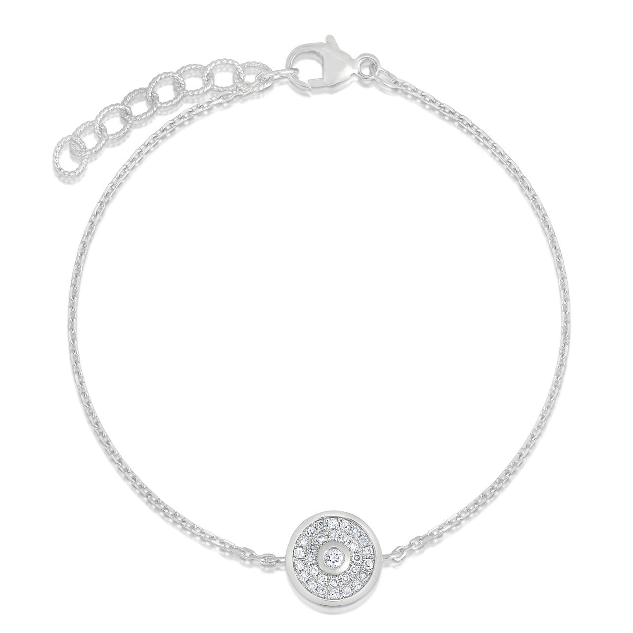Pave' and Round Diamond Bracelet, 14K White Gold- URBAETIS Fine Jewelry