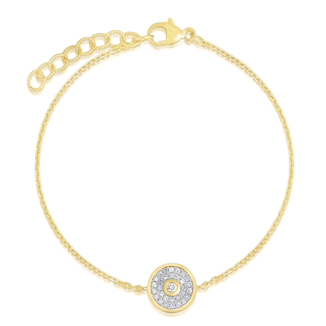 Pave' and Round Diamond Bracelet, 14K Yellow Gold- URBAETIS Fine Jewelry