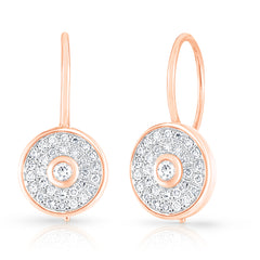 Pave' and Round Diamond Earrings,14k Rose Gold- URBAETIS Fine Jewelry