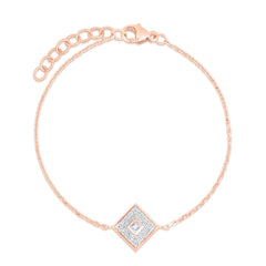 Pave' and Princess Diamond Bracelet, 14K Rose Gold- URBAETIS Fine Jewelry
