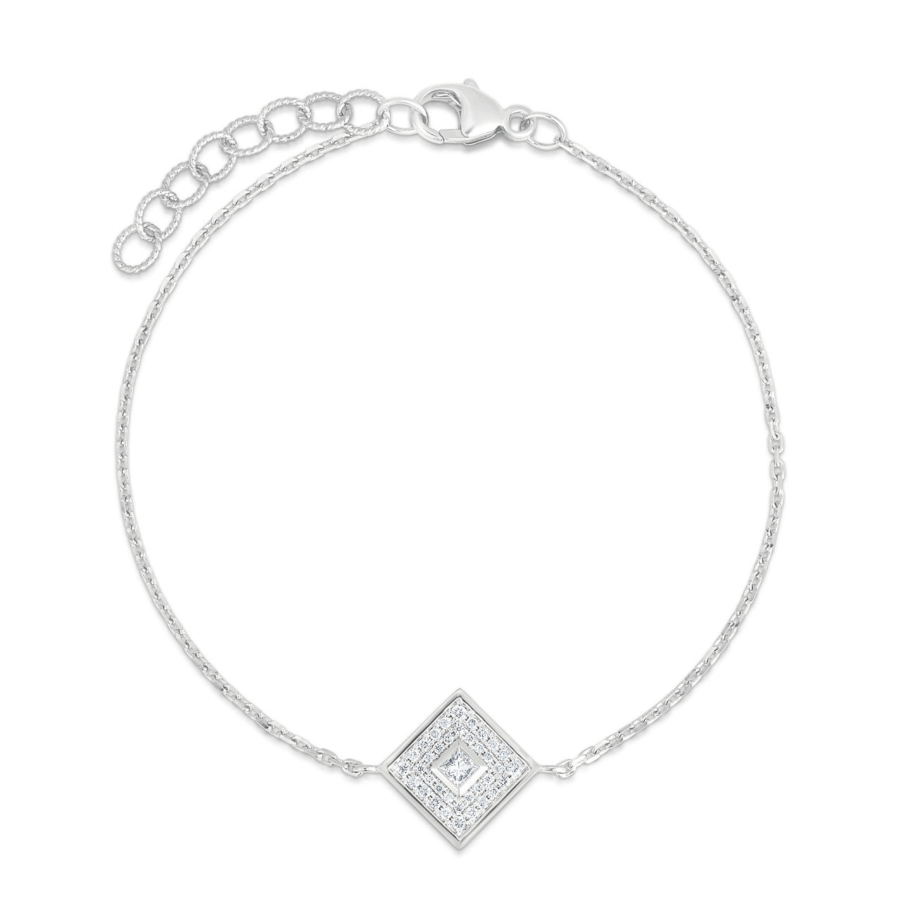 Pave' and Princess Diamond Bracelet , 14K White Gold- URBAETIS Fine Jewelry