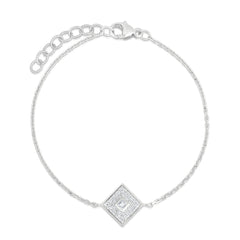 Pave' and Princess Diamond Bracelet , 14K White Gold- URBAETIS Fine Jewelry