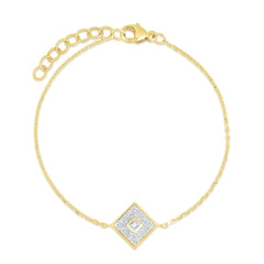 Pave' and Princess Diamond Bracelet, 14K Yellow Gold-URBAETIS Fine Jewelry