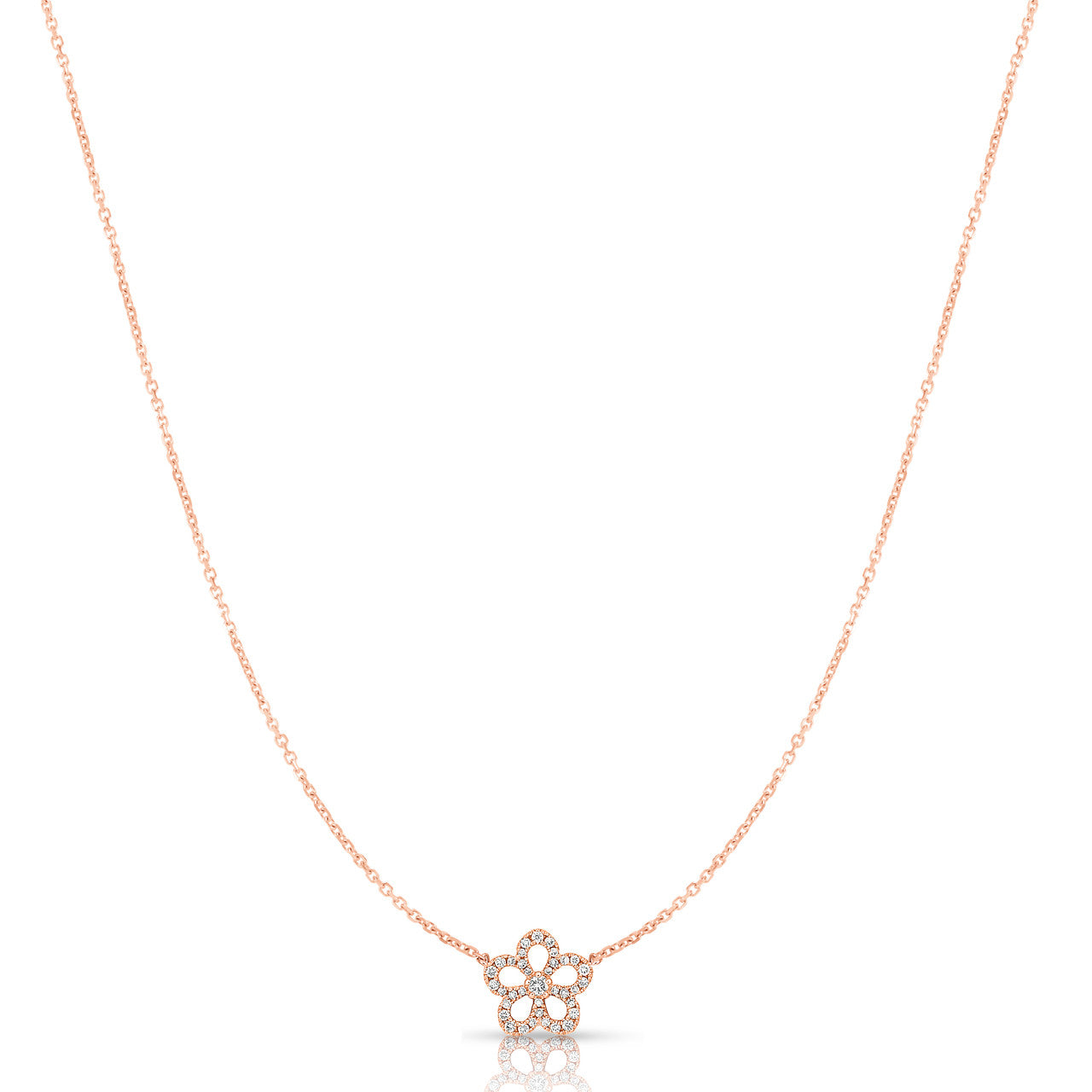 Diamond Flower Necklace, 14K Rose Gold- URBAETIS Fine Jewelry