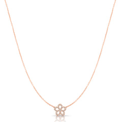 Diamond Flower Necklace, 14K Rose Gold- URBAETIS Fine Jewelry