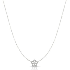 Diamond Flower Necklace, 14K White Gold- URBAETIS Fine Jewelry